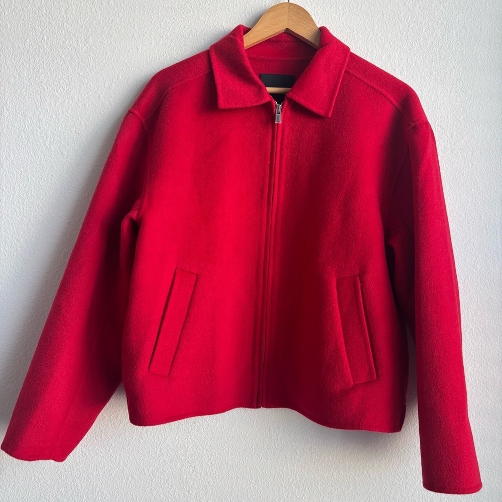 NWT Madewell Double-Faced Rounded-Sleeve Wool Blend Red Cherry Coat Jacket Med - Picture 6 of 16